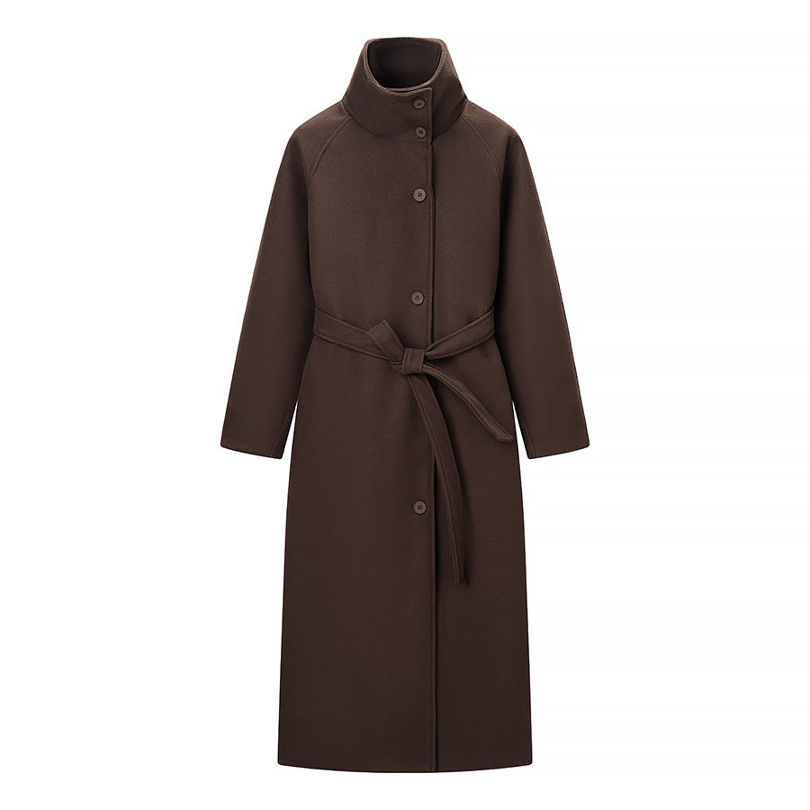 Manteau élégant pour femmes en mélange de laine de haute qualité avec ceinture et col montant Chic & Stil