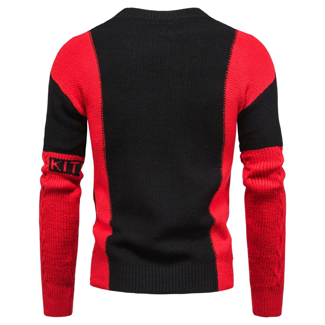 Elegant knit sweater for men with creative colorful details and a chic cable pattern.