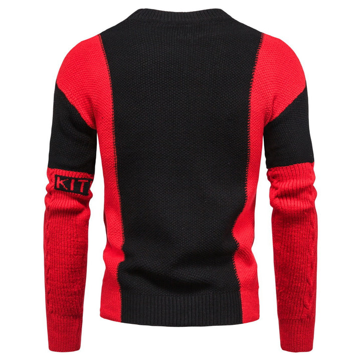 Elegant knit sweater for men with creative colorful details and a chic cable pattern.