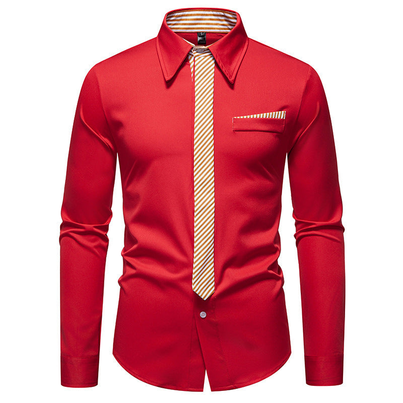 Men's long-sleeve shirt with an innovative collar design and a practical chest pocket Lune London
