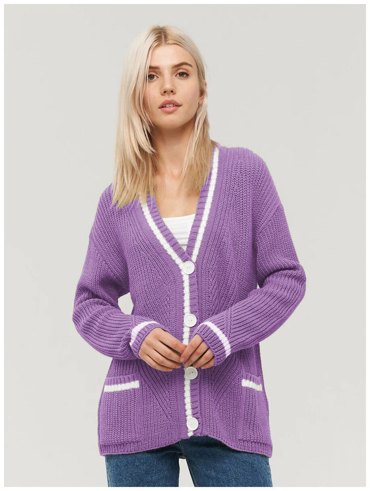 Ladies chunky knit cardigan with pockets Lune London