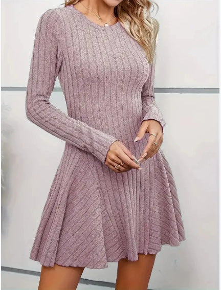 Knit dress for women with V-neckline and ruffle details Lune London