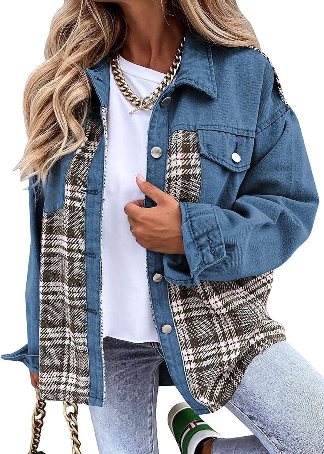 Chic and Stylish Women's Checkered Shirt Jacket
