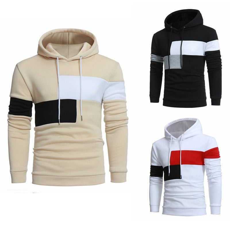 Sporty hooded sweater for men with chic and stylish color block design