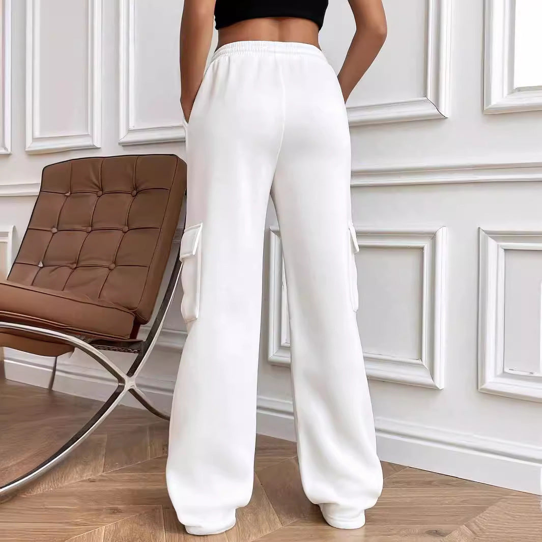 Women's Cargo-Style Leisure Pants with Elastic Waistband and Practical Side Pockets Chic & Stil