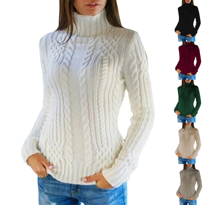Ladies high quality knit sweater with turtleneck and twisted pattern Lune London