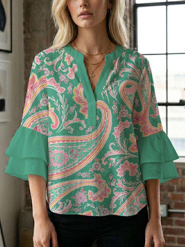 Women's flower creation with voluminous ruffled sleeves Lune London