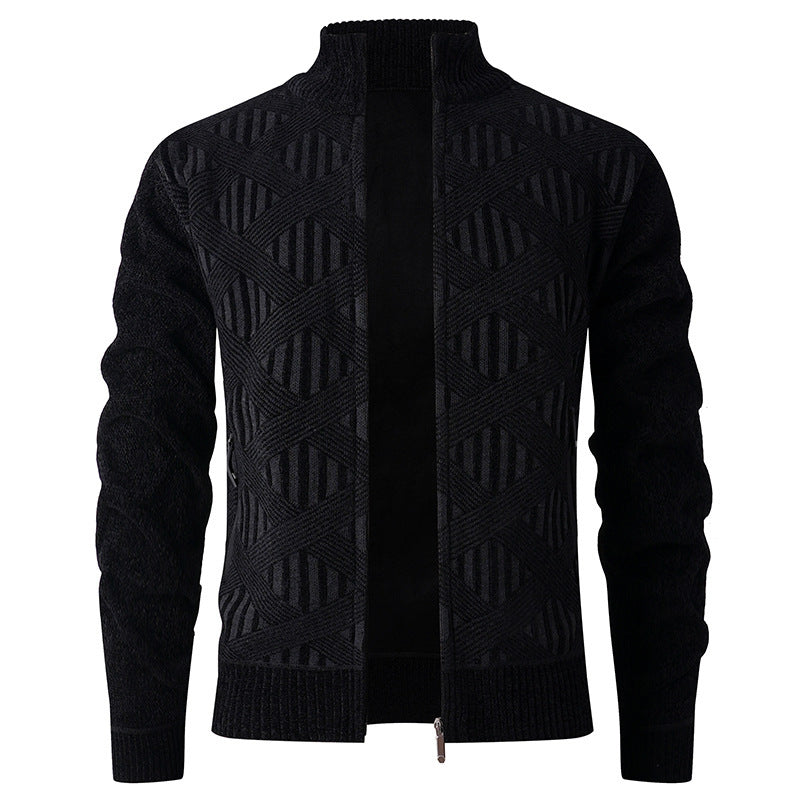 Elegant knitted jacket for men with structured design and high collar Lune London