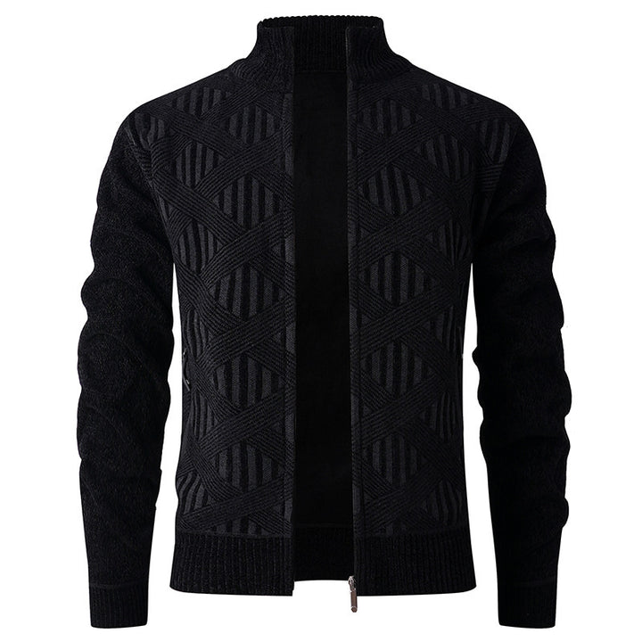 Elegant knitted jacket for men with structured design and high collar Lune London