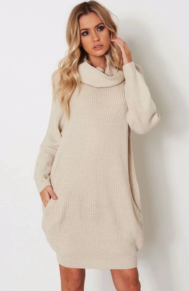 Knit dress for women with large collar Lune London