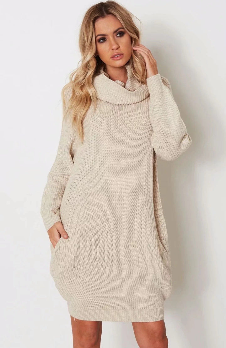 Women’s knitted dress with wide collar Lune London