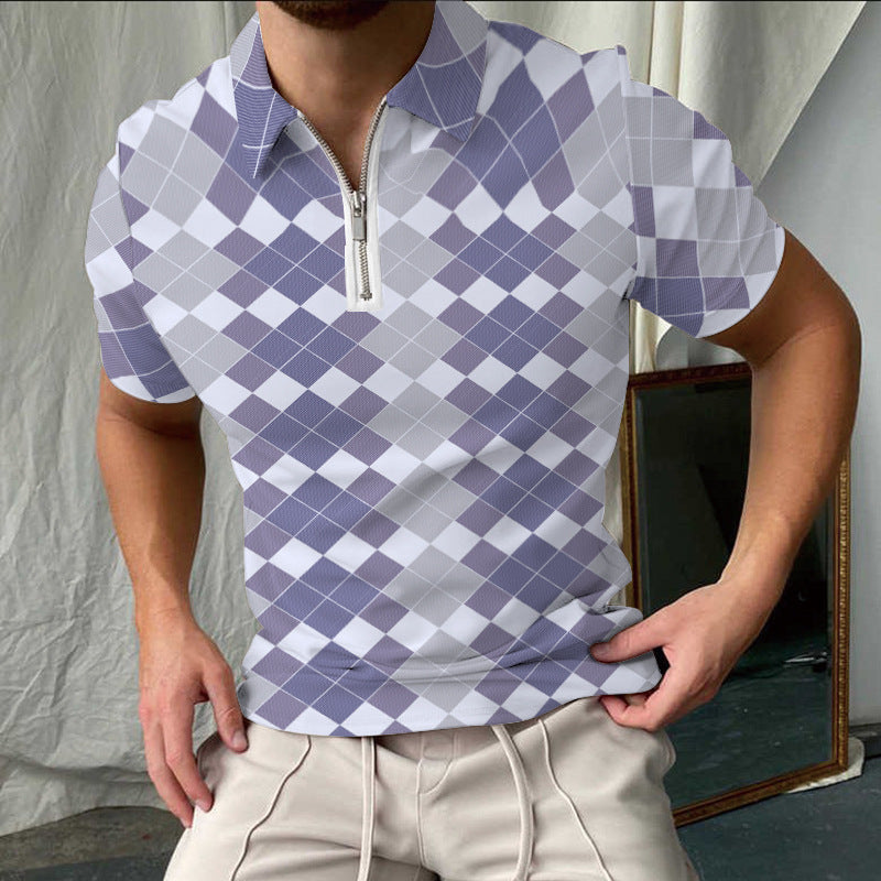 Chic und Stil elegant short-sleeved checkered polo shirt for men