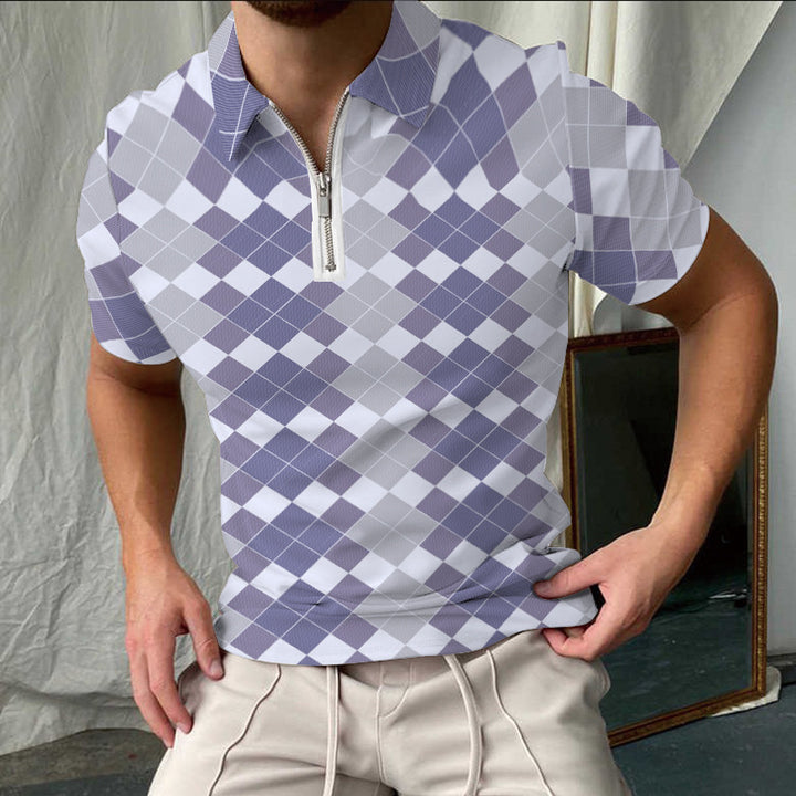 Chic und Stil elegant short-sleeved checkered polo shirt for men