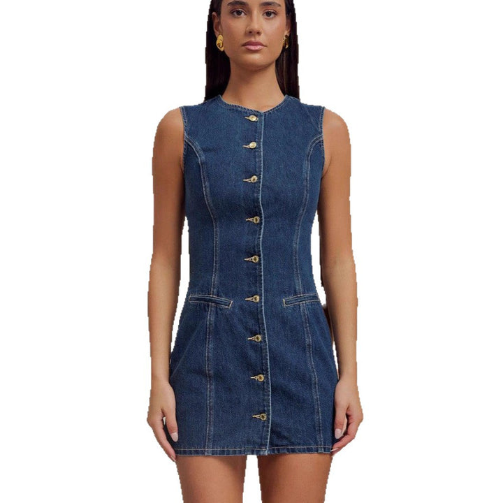 Denim shirt dress for women with button details and fitted cut Chic & Stil
