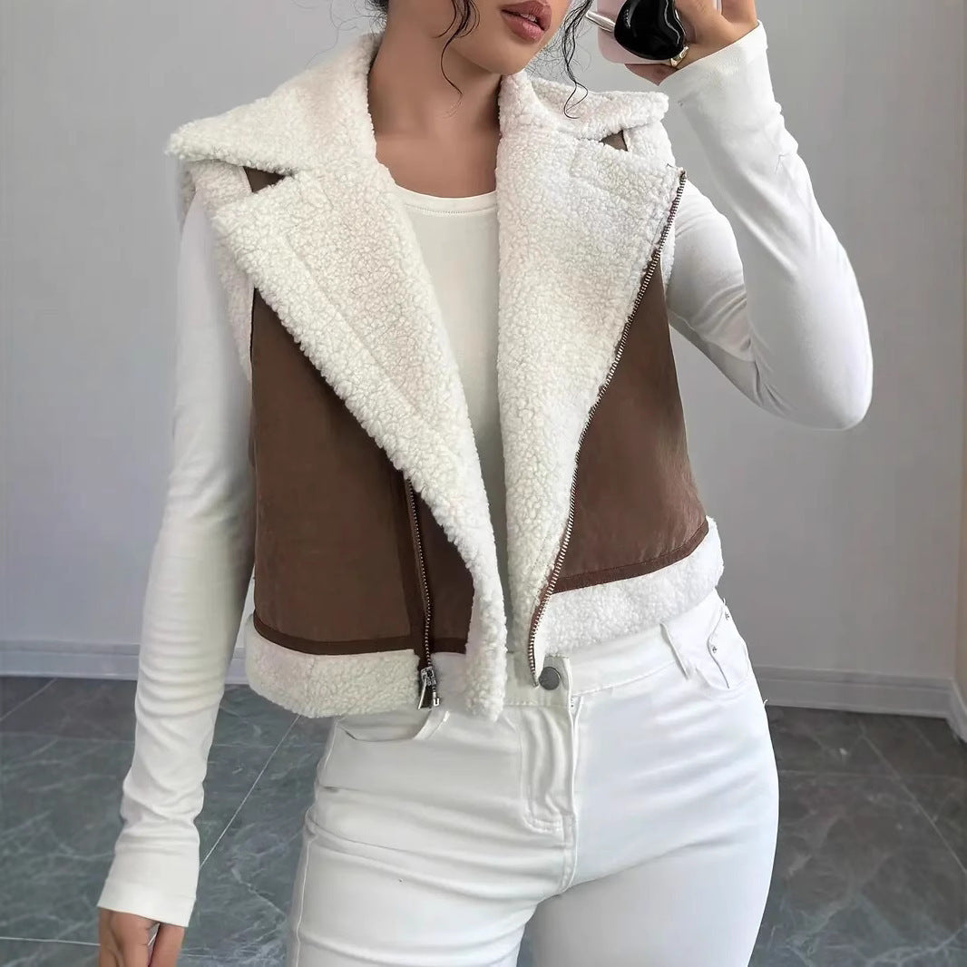 Ladies reversible faux fur vest with high-quality zipper Lune London
