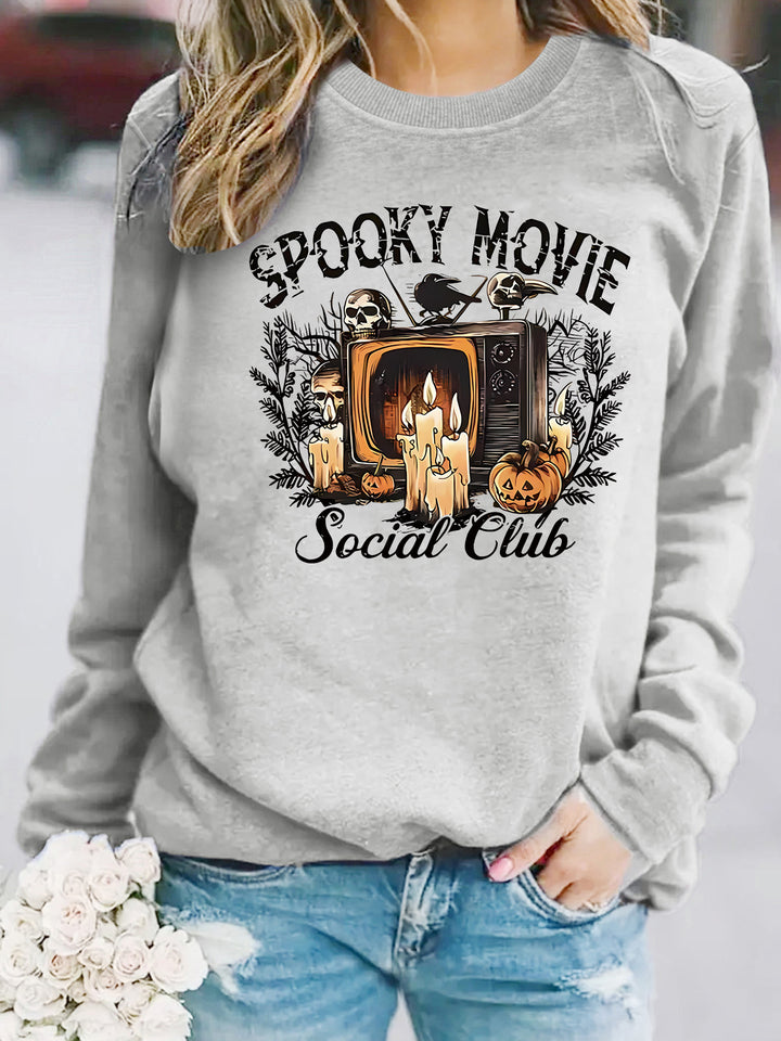 Sweat-shirt pour femmes avec motif de film d'horreur et coupe décontractée Chic & Stil