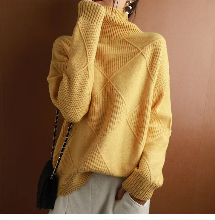 Oversized sweater for women with high collar and structured design Lune London