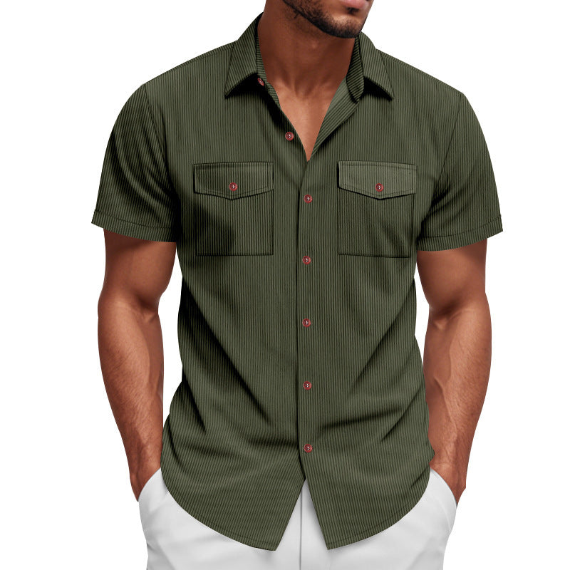 Short striped shirt for men with two practical chest pockets Lune London