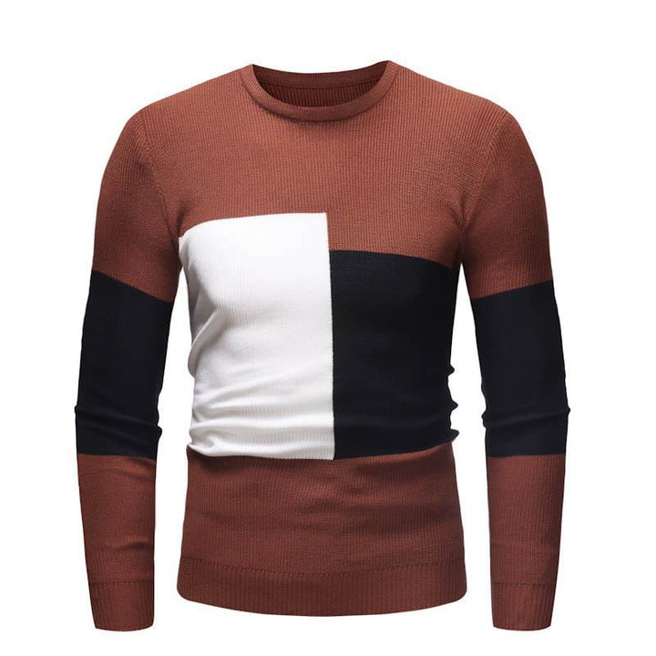 Designer men's sweater with modern block pattern Lune London