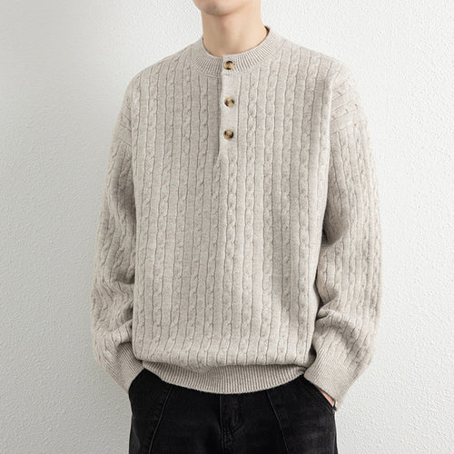 Knitted sweater for men with button details and textured surface Lune London