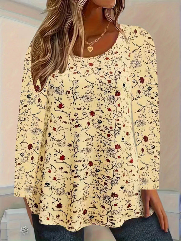 Long sleeve t-shirt for women with floral pattern and A-line cut Lune London
