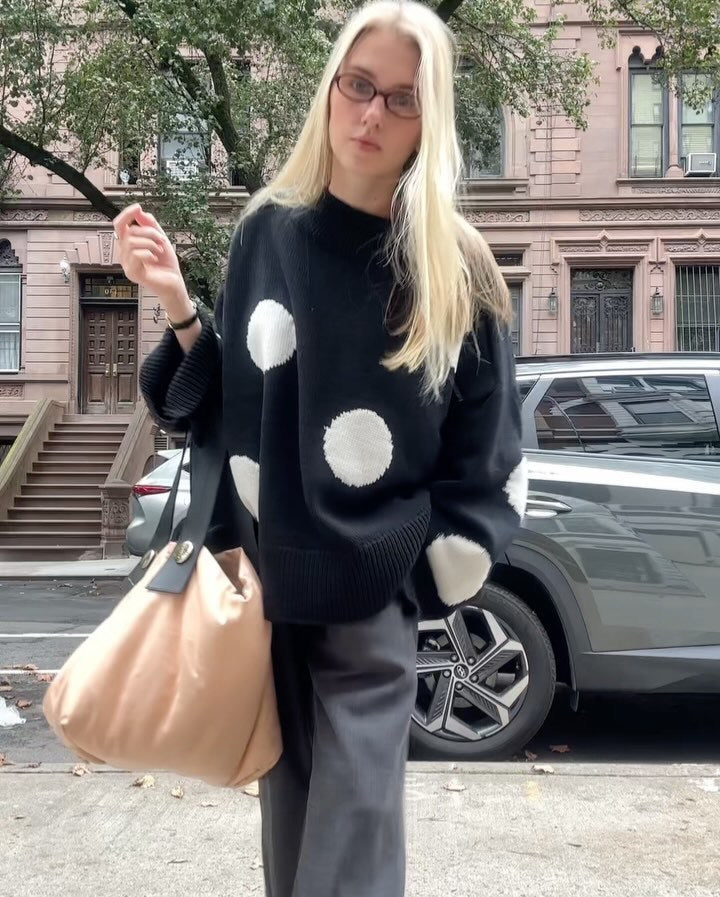 Oversized knitted sweater for women with a catchy polka dot pattern Lune London