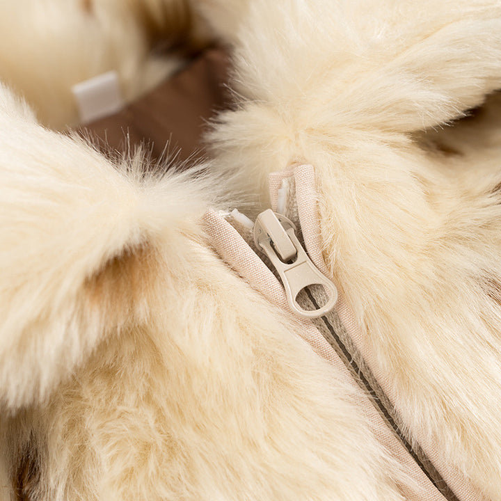 Faux fur animal print jacket for women with elegant collar Lune London