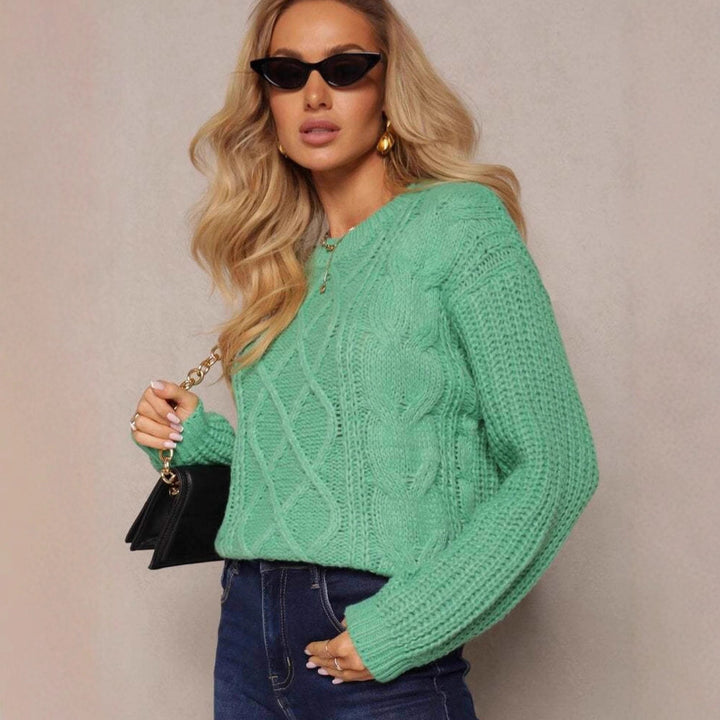 Pull en tricot épais pour femme avec design romantique en câble et manches larges Chic & Stil