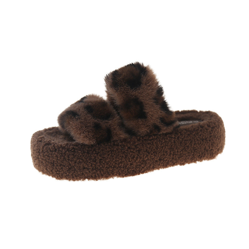 Indoor shoes for women with cozy plush upper and elegant leopard accents Chic and Style
