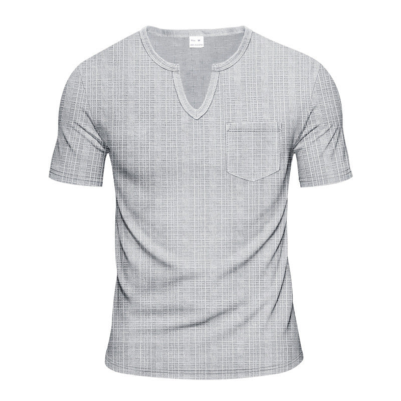 Short sleeve V-neck T-shirt for men with chest pocket Lune London