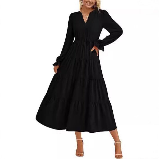 Long sleeve maxi dress for women with ruffles Lune London