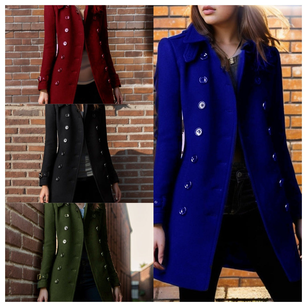 Elegant trench coat for women with a double row of buttons and weighted collar Lune London