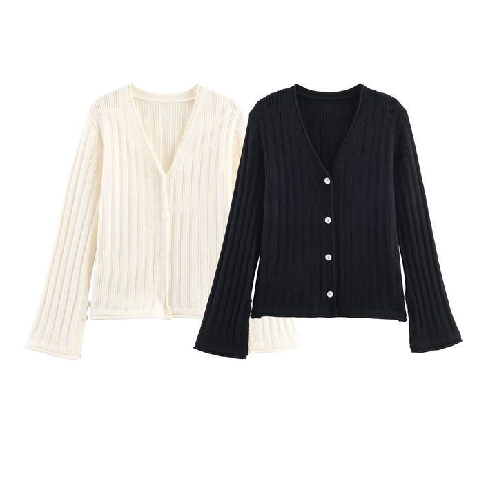 Knit jacket for women with a ribbed structure and elegant button details Lune London
