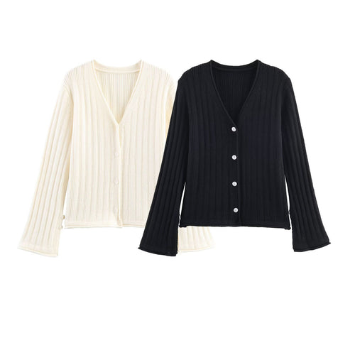 Knit jacket for women with a ribbed structure and elegant button details Lune London