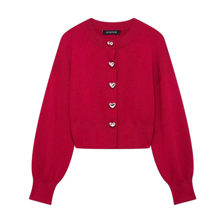 Cardigan élégant pour femmes avec des boutons en forme de cœur Chic & Stil