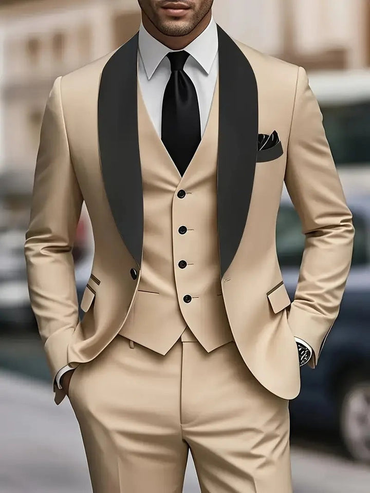Men’s Elegant Three-Piece Suit Set with Satin Waistcoat & Timeless Style | Lune London
