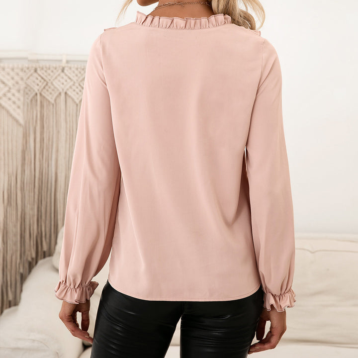 Elegant blouse for ladies with ruffle details and wide sleeves Lune London