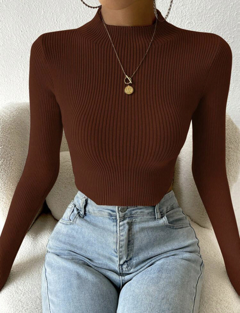 Fine knit pullover for women with trendy high collar and wave-free design Lune London