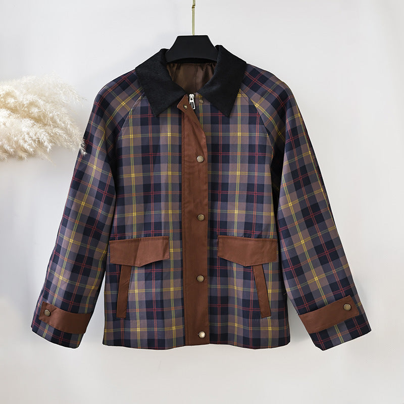 Ladies Plaid Clothing with Soft Velvet Collar Lune London