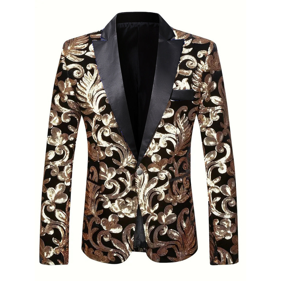 Elegant velvet jacket for men with floral sequin patterns Lune London
