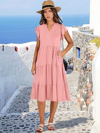 Leisure dress for women with ruffled details and pockets Lune London