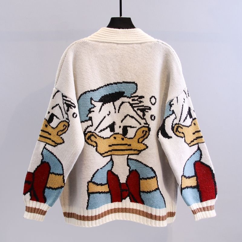 Ladies cartoon design knitted vest with wide sleeves and pockets Lune London