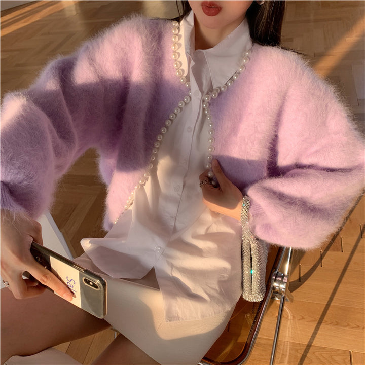 Cardigan luxueux pour femmes avec détails en perles et manches volumineuses Chic & Stil