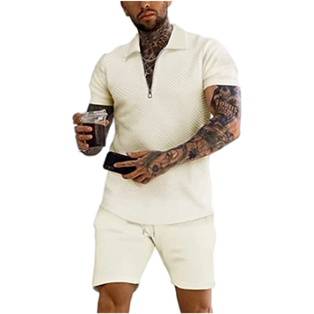 Casual structured zip collar suit for men Lune London