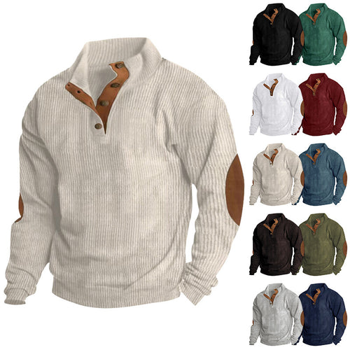 Wave-structured sweater for men with leather accents Lune London
