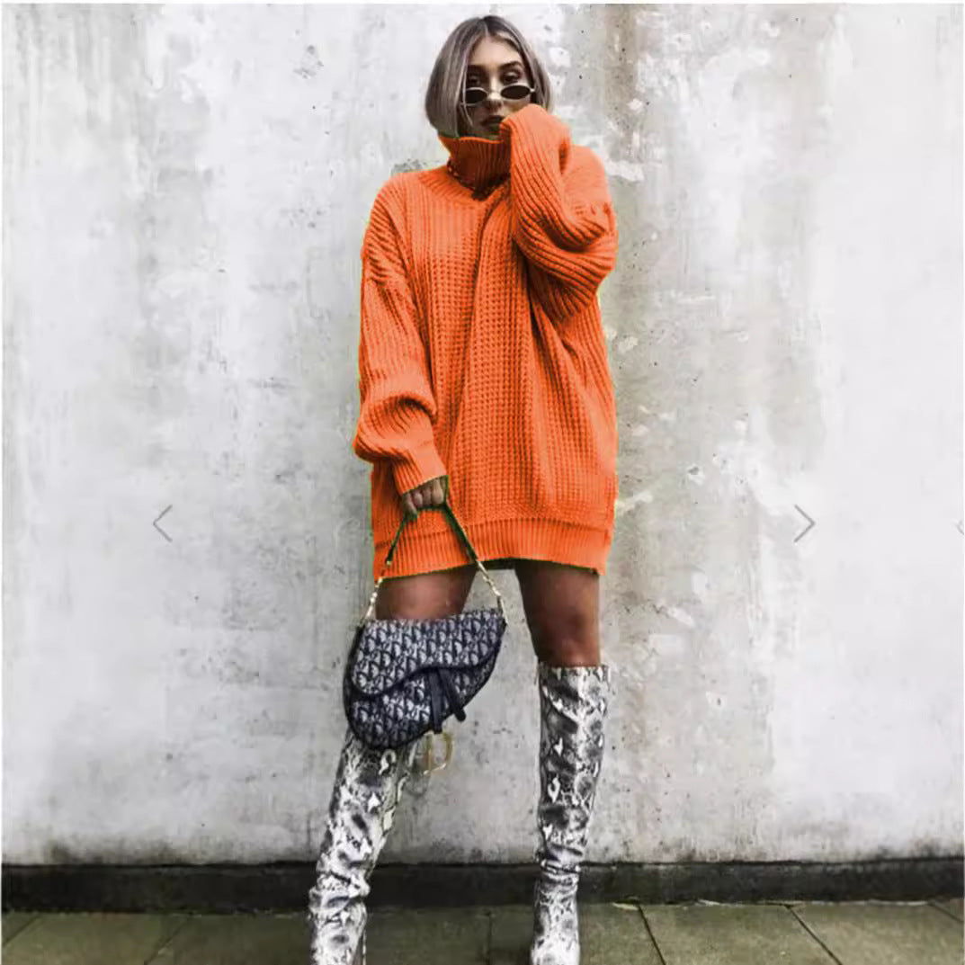 Chunky knit sweater for women with high collar and relaxed fit Lune Londonl