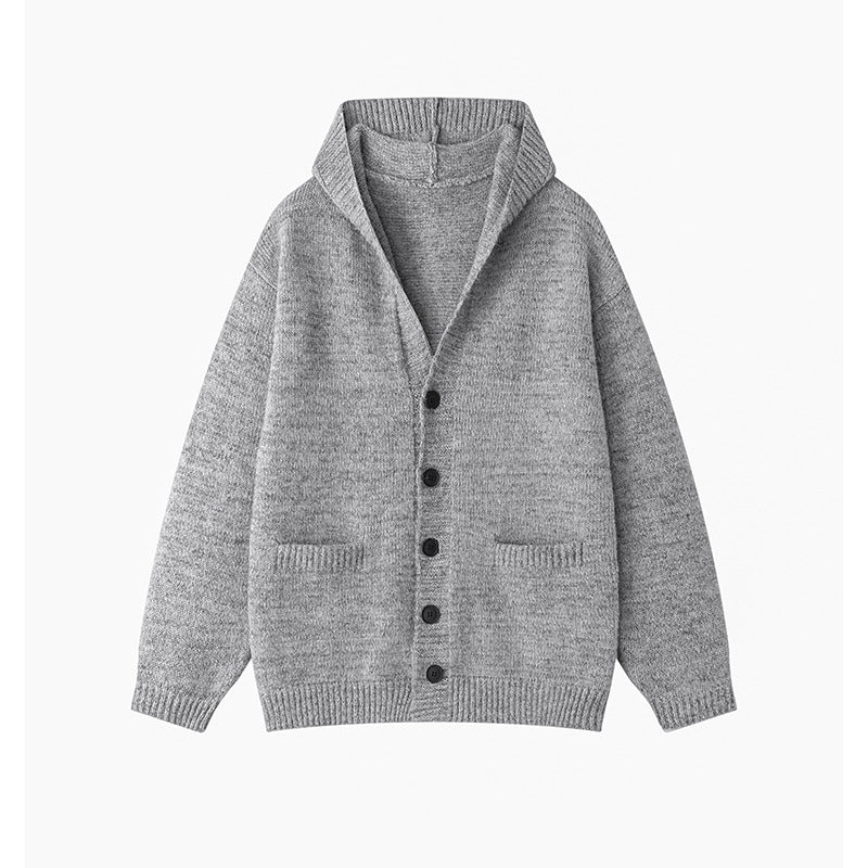 Ladies comfortable cardigan with open collar and practical pockets Lune London
