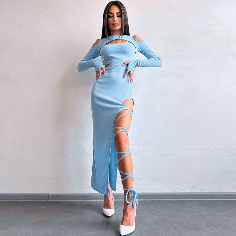 Women Elegant Off-Shoulder Maxi Dress with Refined Straps Lune London