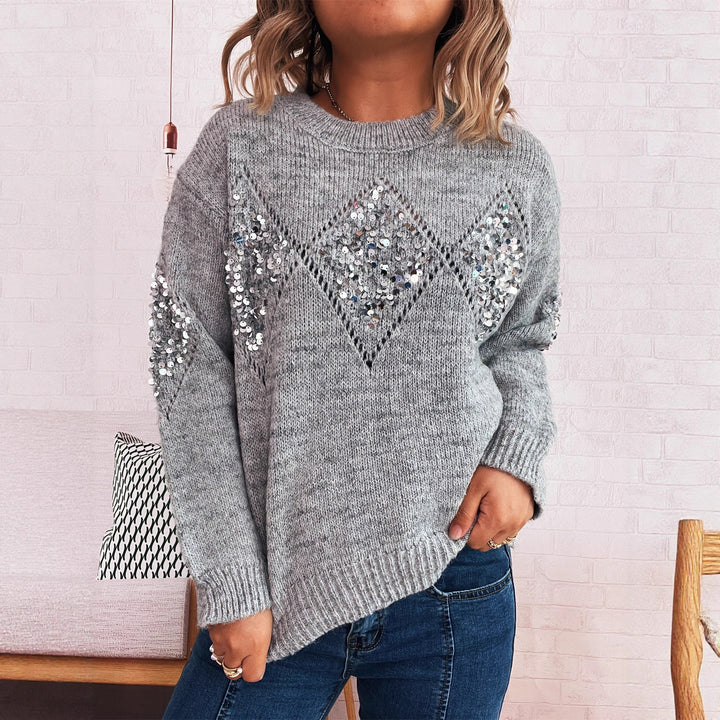 Pull en tricot élégant pour femmes avec des accents de sequins scintillants Chic & Stil