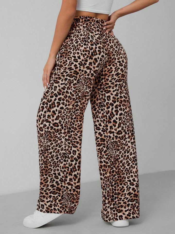 Leopard print palazzo pants for women with a relaxed fit Lune London